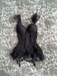 Lace Trim Corset with Garters