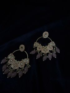 Blush Pink / pastel Chandbali Earrings