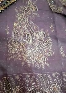 new embroidered Lavender Kurta Set