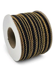 Black and Gold Woven Trim Ribbon