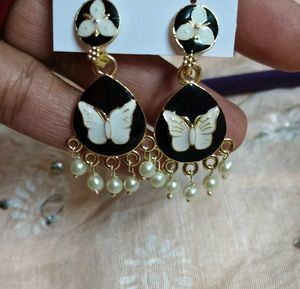 Butterfly Pearl Drop Earrings