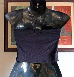 Black Ruched Strapless Crop Top