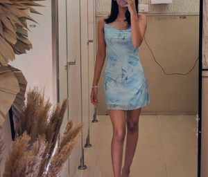 Cute Blue Floral Mini Dress