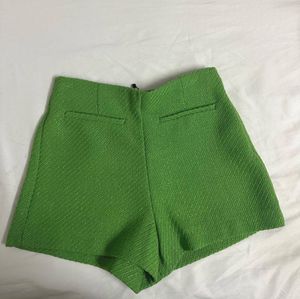 NWT ZARA Green Textured Shorts