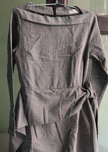 Chic Grey Peplum Dress