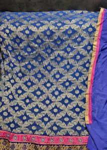 Banarsi Unstitched Kurta With Sleeves And Border