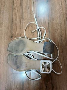 H&amp;M white solid tie strap sandals