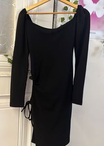 Chic Black Ruched Mini Dress