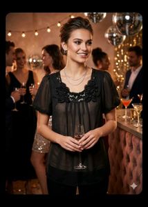Elegant Sheer Black Party Top