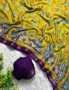 Vibrant Peacock Print Saree