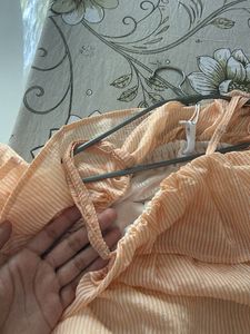 Cute Ruffled Peach Striped Top