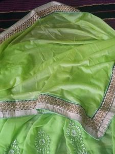 Stunning Green Embroidered Saree