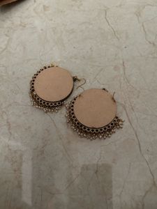 Pink Geometric Design Jhumka Earrings