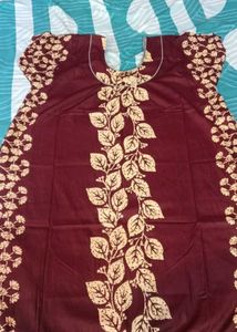 Maroon Kurta with Leaf Print