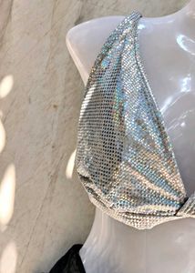 Sparkling Silver Bikini Top