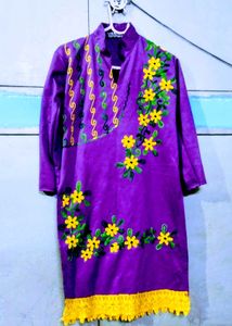 Purple Embroidered Kurta