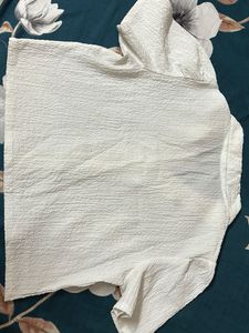 Textured White Button-Up Top