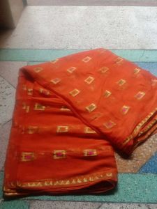 Orange Chiffon Saare