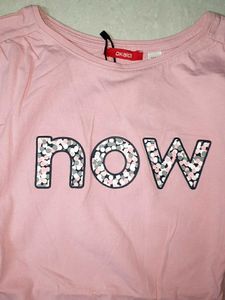 Pink 'NOW' Tie-Front T-Shirt no 108