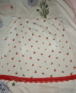 H&amp;m cherry print skirt with lace detailing