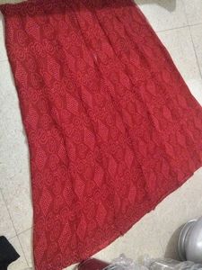 Vibrant Red Ethnic Print Skirt fabric