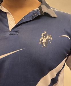 Men's Blue &amp; White Sporty Polo Shirt
