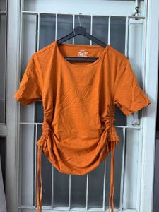 Orange Ruched T-Shirt