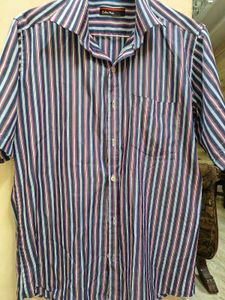 Classic Vertical Striped Short Sleeve Shirt