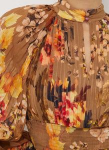 Boho Floral Pleated Smocked Top