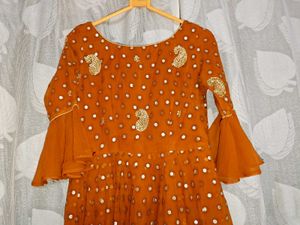 Anarkali-style gown-rust orange