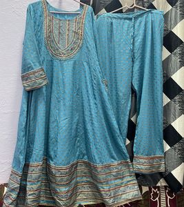 Elegant Blue Embroidered Kurta Set