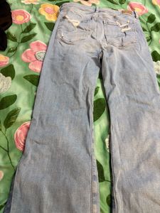 Light Wash Ripped Wide Leg Jeans
