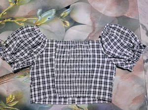 Plaid Off-Shoulder Crop Top
