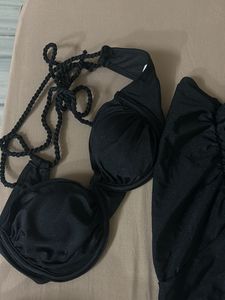 Chic Black Ruched Bikini Set