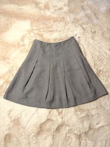 Pleated Grey A-Line Skirt