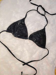 Sparkly Black Bikini Top