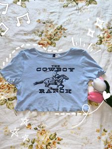 H&M Light Blue "The Cowboy Ranch" Graphic Tee