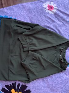 Olive Green Nuon Crop Top