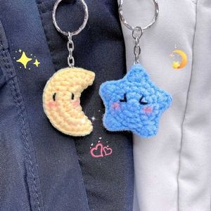 Crocheted Moon &amp; Star Keychains