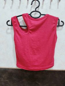 Hot Pink Ribbed Cutout Tank Top