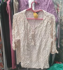 Cream Polka Dot Top