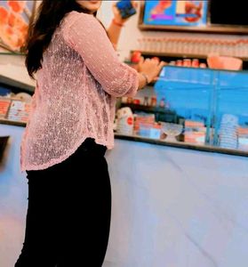 OS Sheer Pink shirt style Top