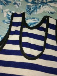 Striped Navy Blue Vest (baniyan) For Kids Used