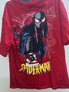oversized Red Spiderman Graphic T-Shirt