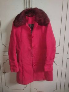 magenta Fur Collar Coat