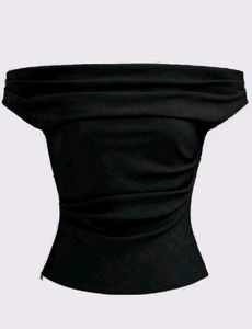 Chic Black Off-Shoulder Ruched Top