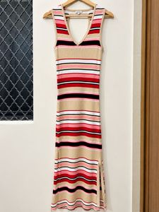 River Island – Striped Ribbed Maxi Dress