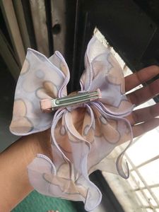 Sheer Floral Bow Hair Clip