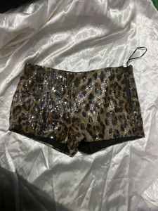 viral Sequin Sparkly Leopard Print Shorts