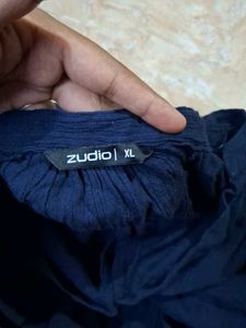 Navy Blue Textured Blouse
